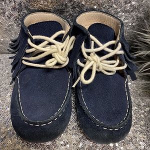 Monkey Feet Navy Harley Fringe Boots (4-5Y)